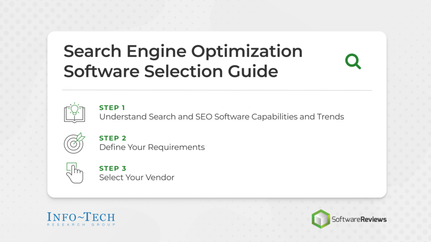 Review our research on Search Engine Optimization Software Selection Guide Search Engine Optimization Software Selection Guide visualization